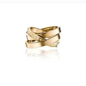 Vita Fede Pave Cassio Gold Stainless Steel Stackable Adjustable Rings 7.5